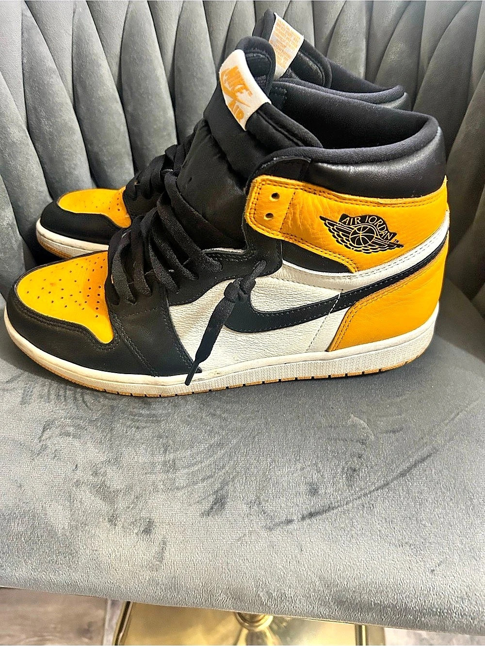 Nike Air Jordan 1 High-Top Sneakers in Yellow & Black Like New
